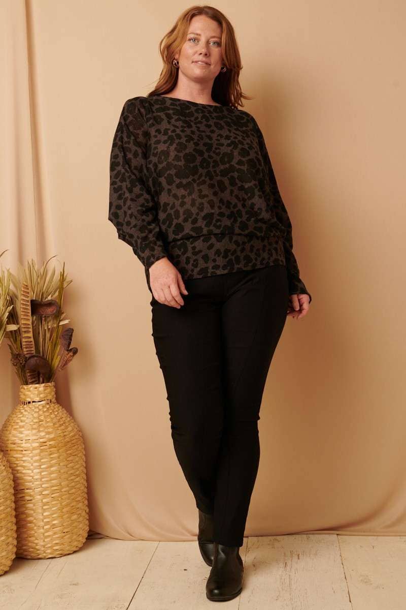 PLUS ANIMAL PRINT BOATNECK