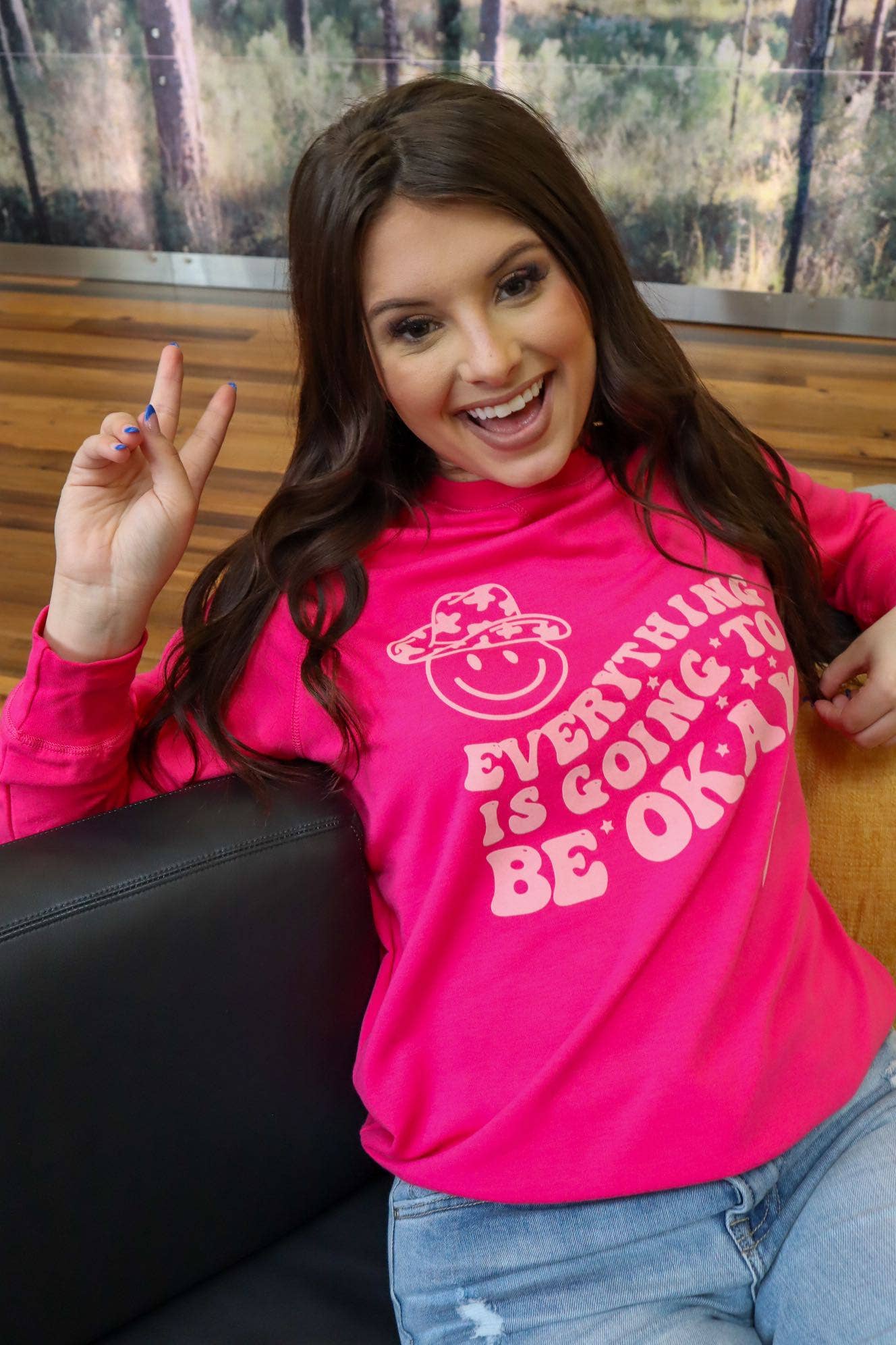 Smiley Face Cowboy Flocking Sweatshirt