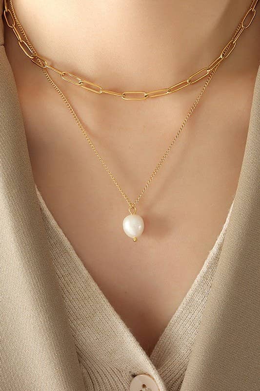 Pearl Gold Chain Necklace