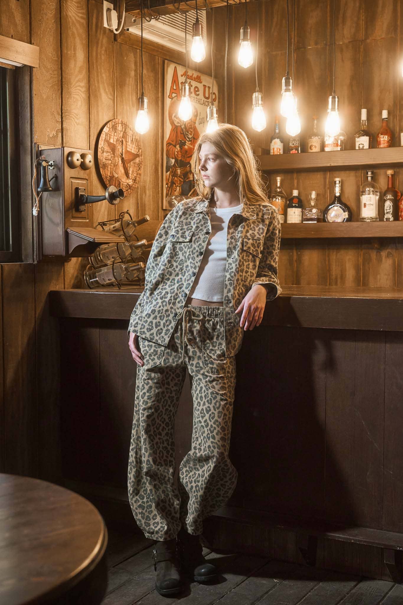 LEOPARD PRINT COLLARED BUTTON DOWN SHACKET