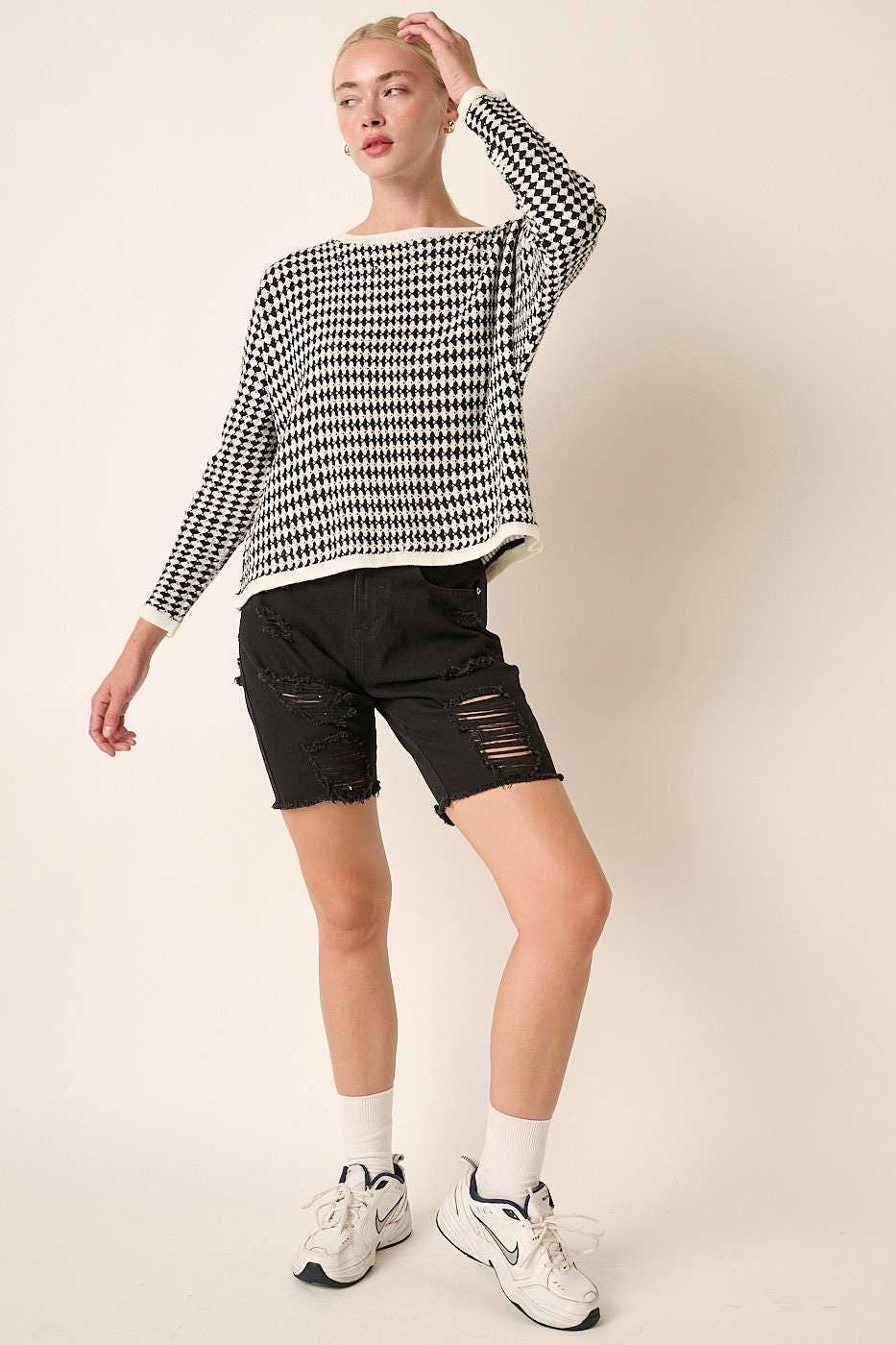 Argyle Pattern Dolman Sweater Top