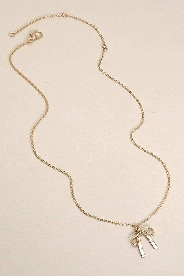 Gold Bow Pendant Necklace