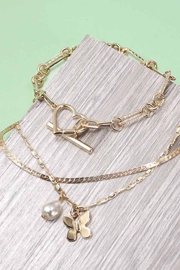 Multi-Layer Butterfly Heart Bracelet