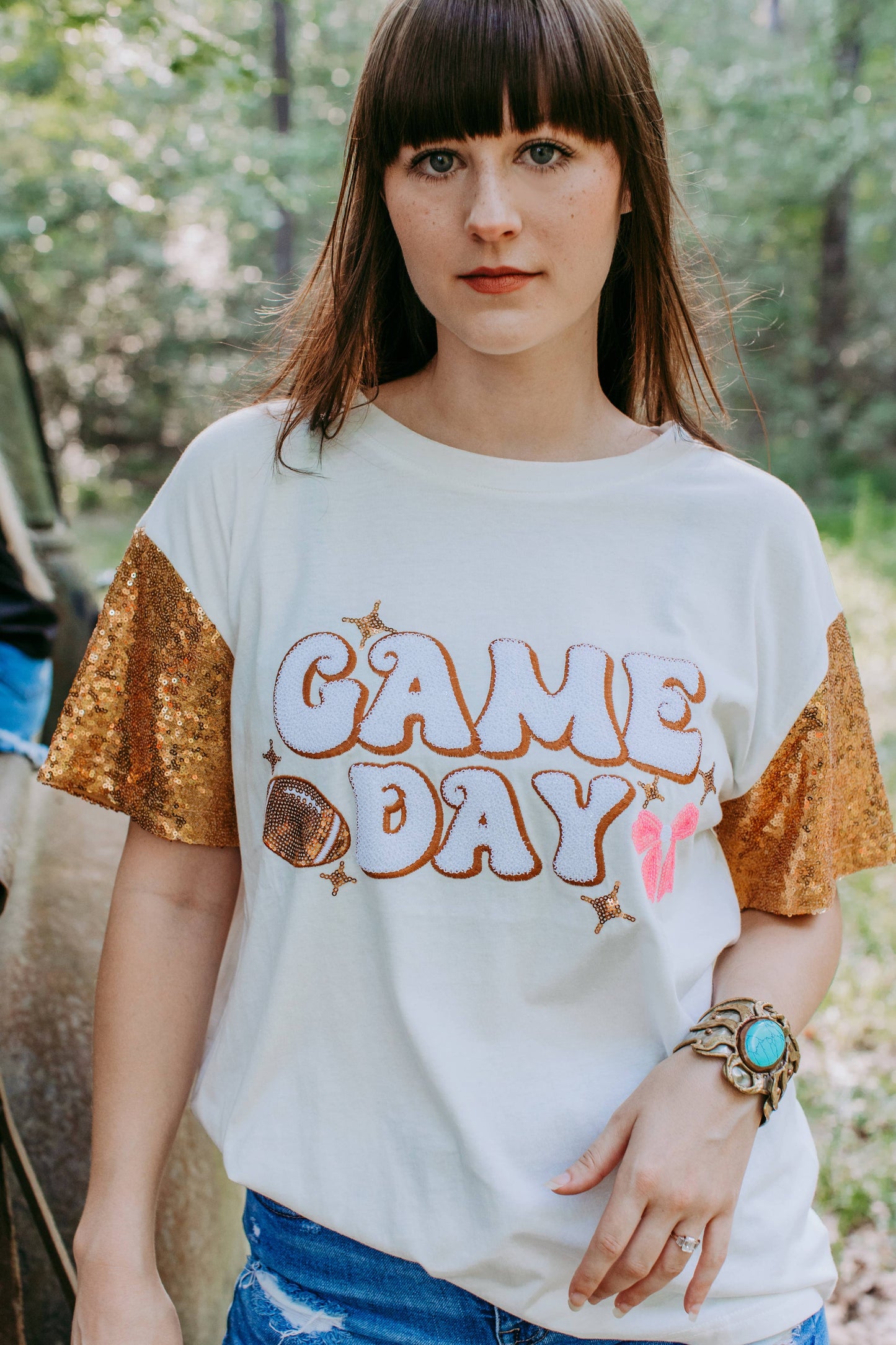 Game Day Sequins Sleeve Tee