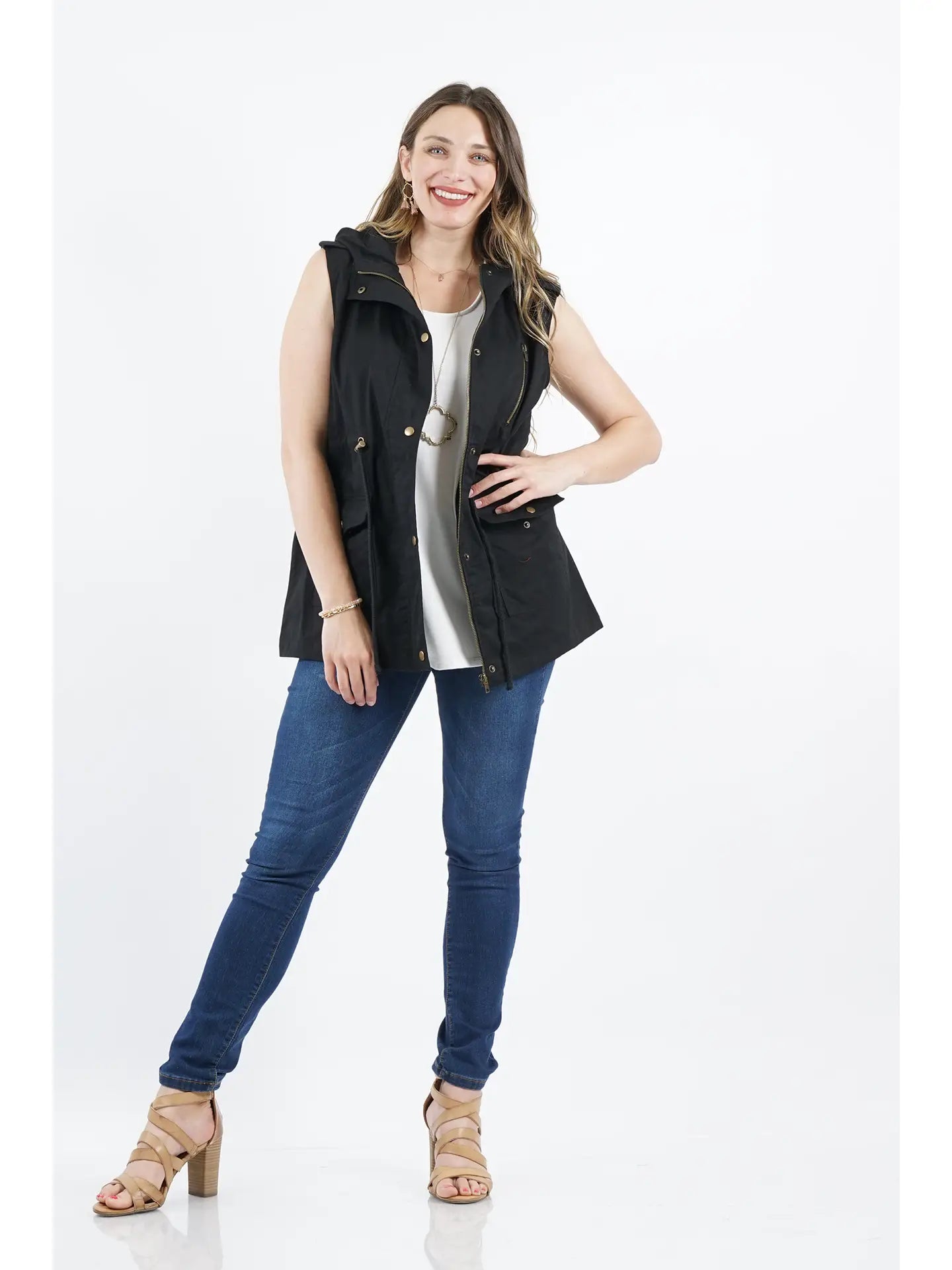 Drawstring Hoodie Vest