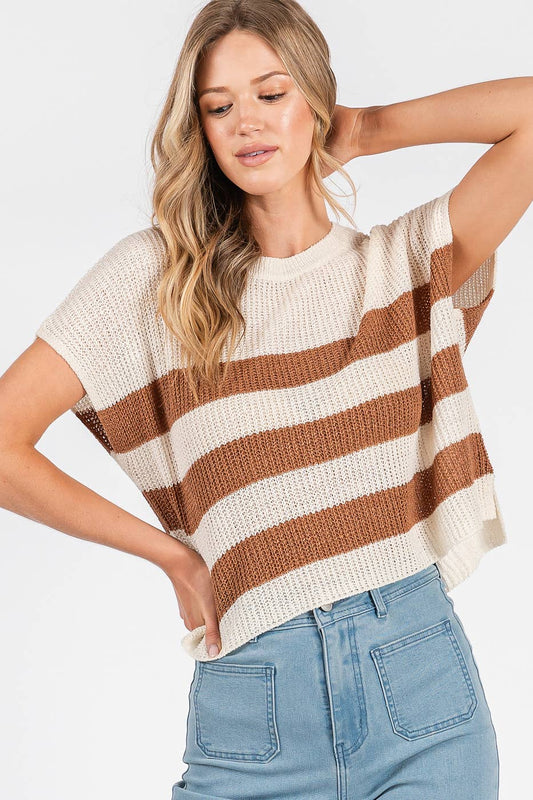 Striped Short Sleeve Sweater
