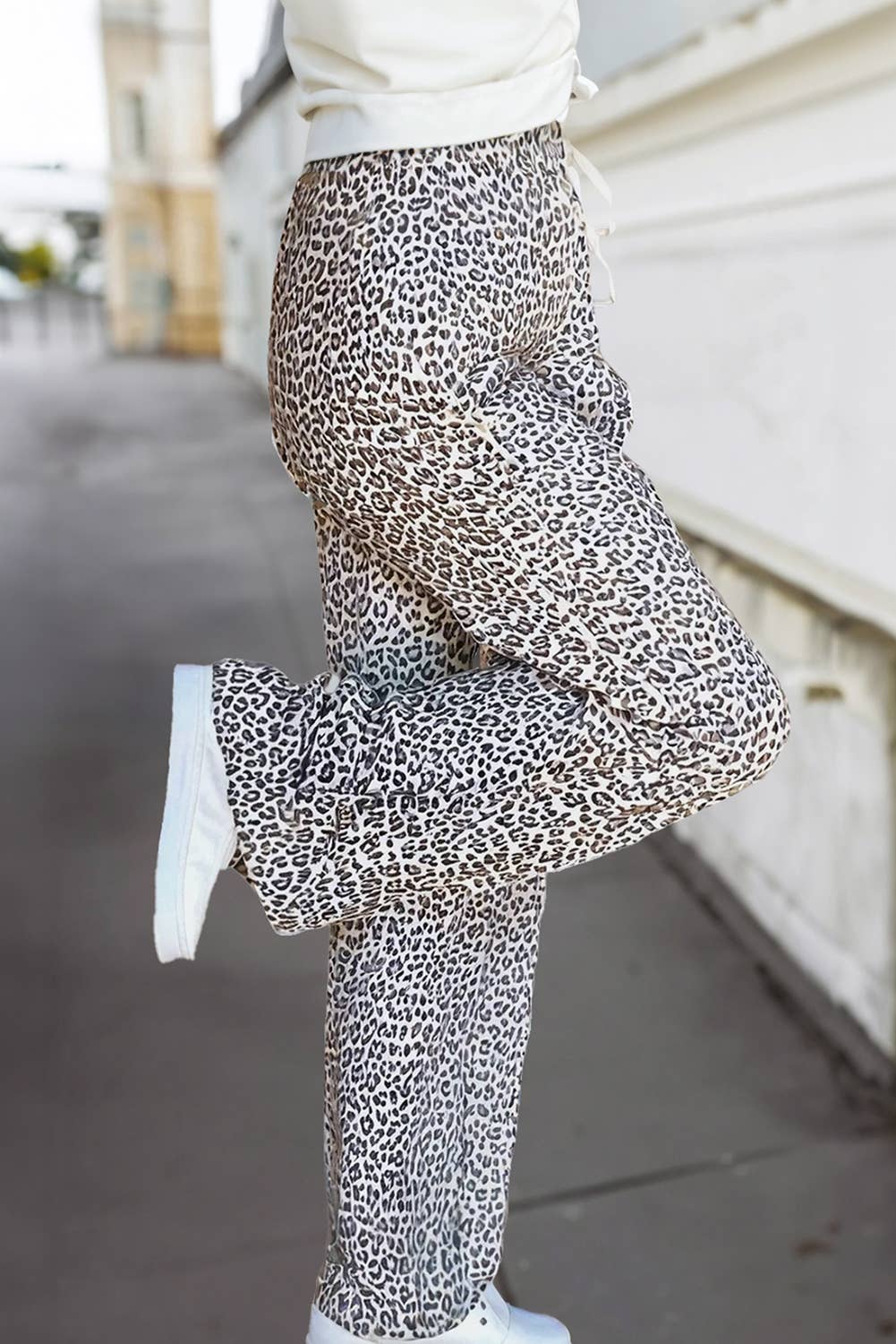Leopard Drawstring Loose Pants