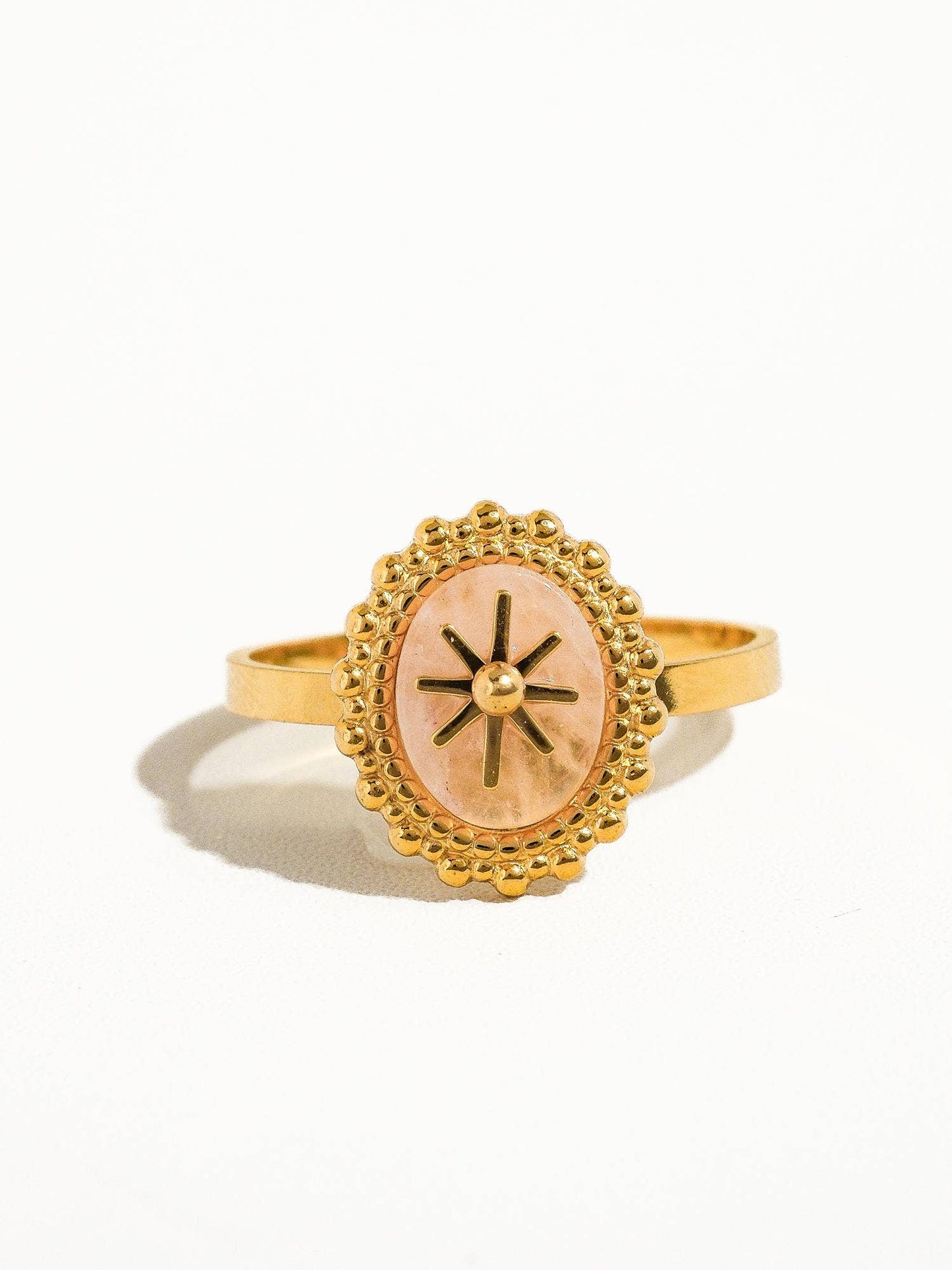 Gold Adjustable Round Stone Ring