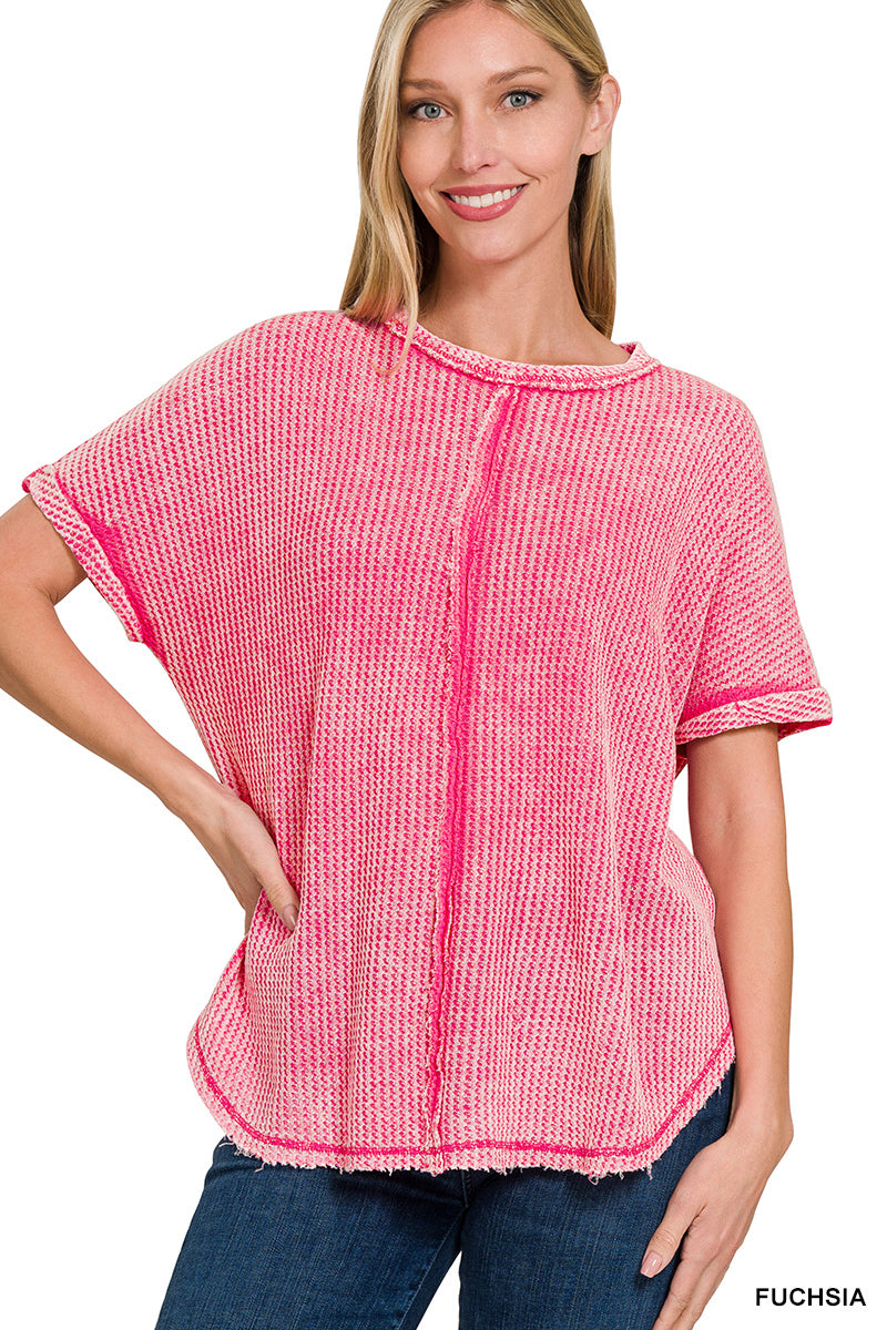 Fuchsia Waffle Top