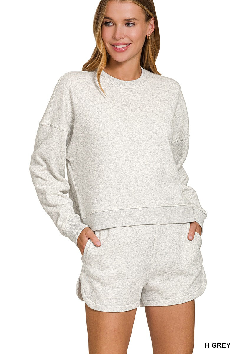 Fleece Long Sleeve Sweatshirts & Shorts Set