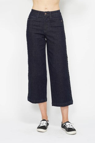 Judy Blue High Waisted Side Seam Braid Detail Crop Wid