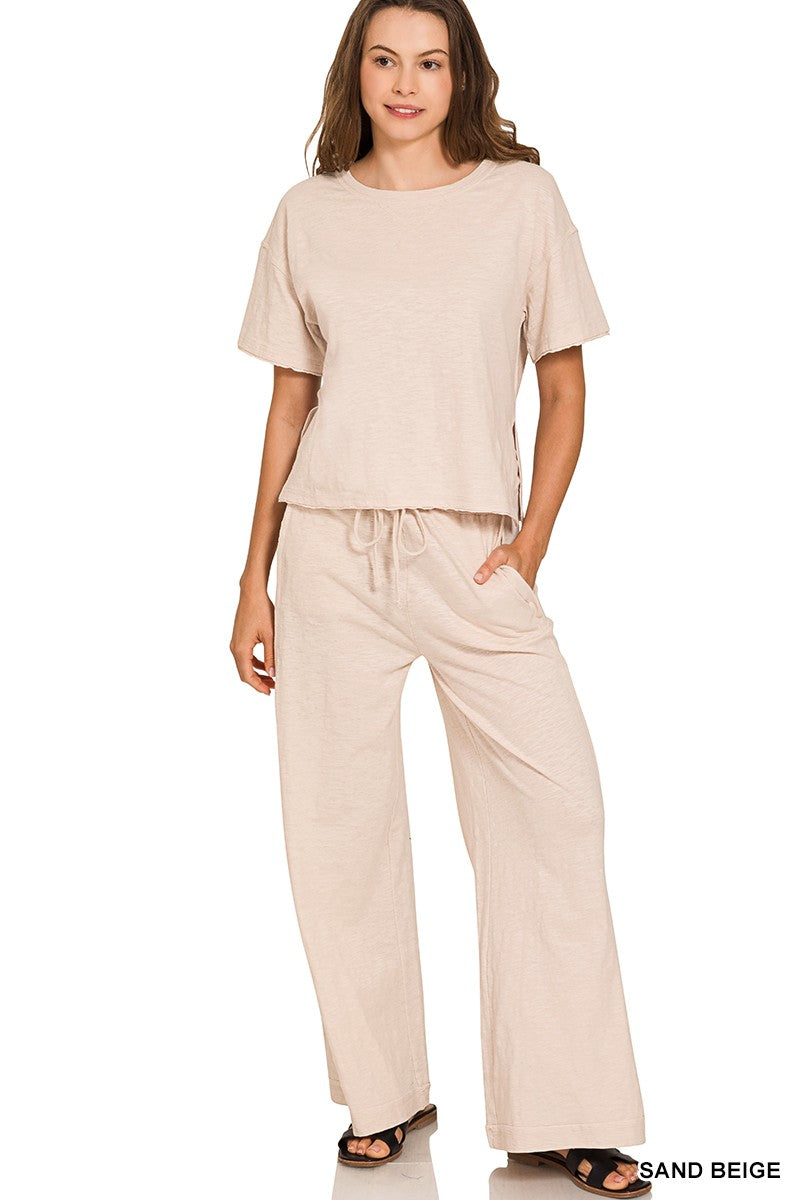 Cotton Short Sleeve Tee & Pants Set