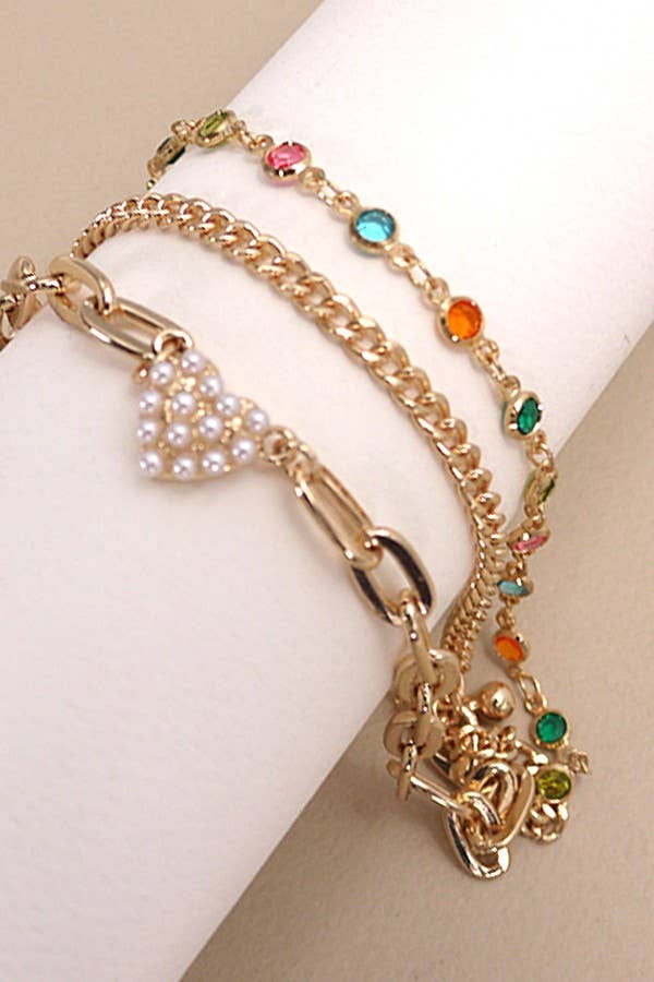 Pearl Heart Multi-Layer Bracelet