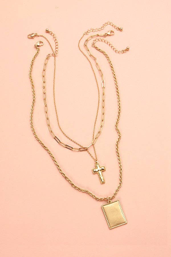 Boho Cross Multi-Layer Necklace