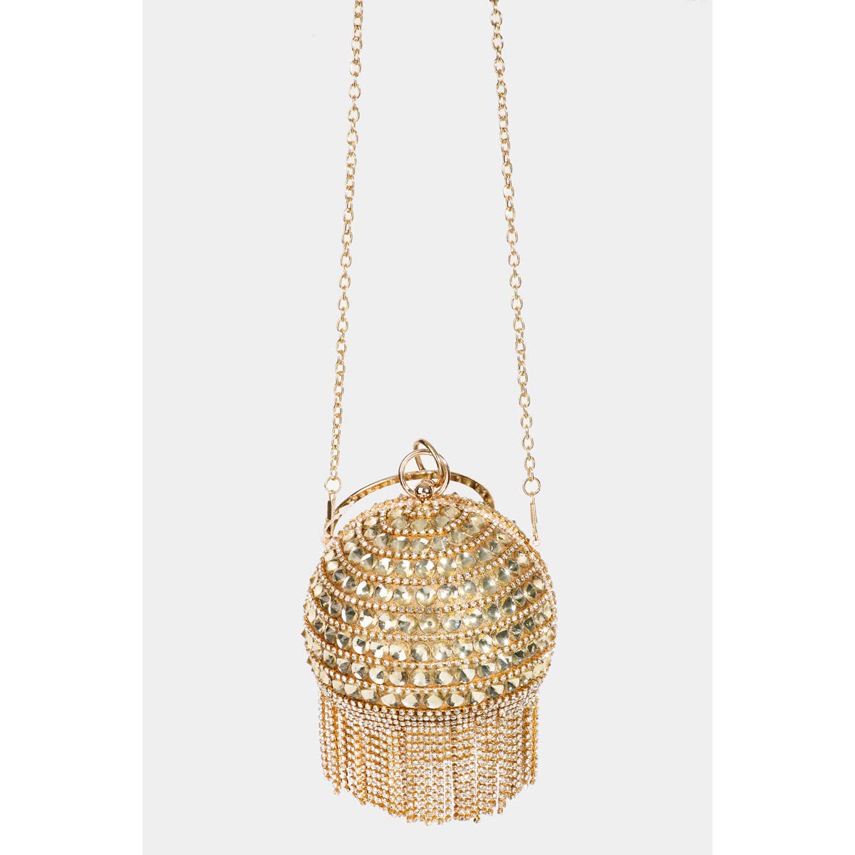 Rhinestone Ball Fringe Handbag
