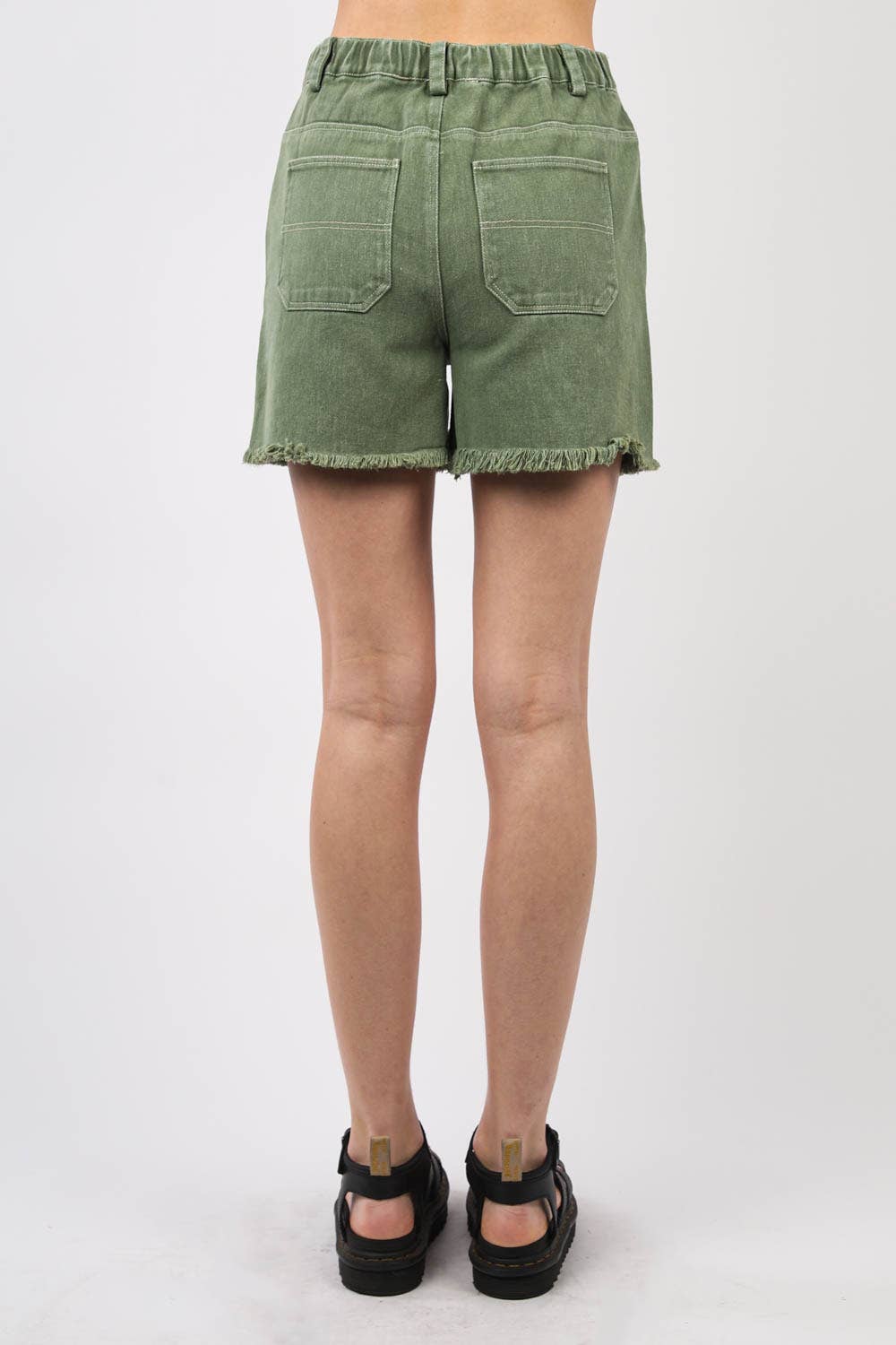 Washed Denim Shorts with Raw Edge Detail
