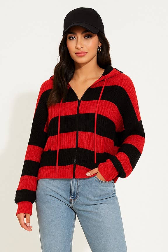 Zip Up Cable Knit Hoodie