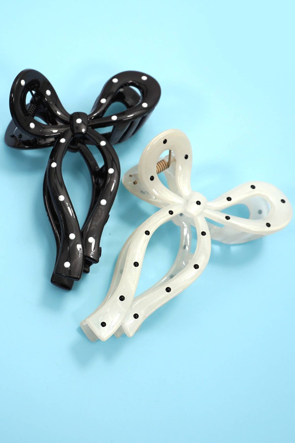 Polka Dot Bow Hair Claw Clips