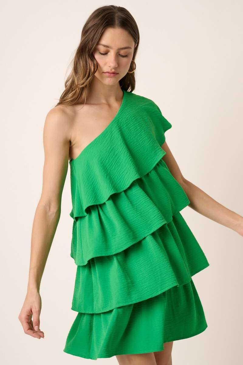 One Shoulder Tier Detail Dress