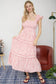 Stripe Floral Pattern Smocked Tiered Mini Dress
