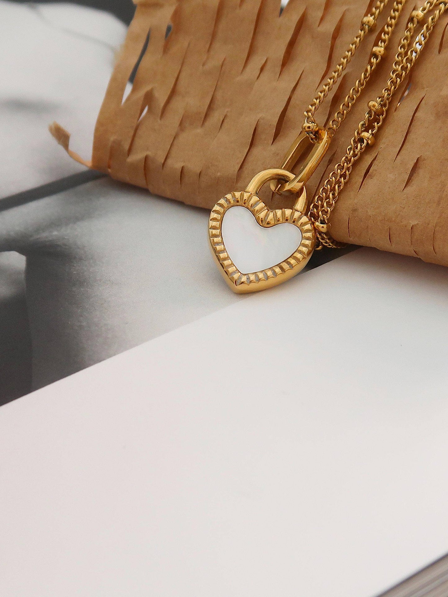 Double-Sided Black & White Heart Necklace