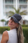 High Ponytail Charcoal Hat with Beige Mesh