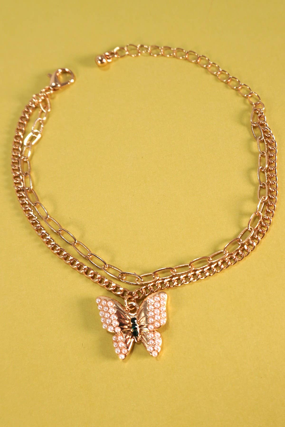 Pearl Butterfly Charm Bracelet