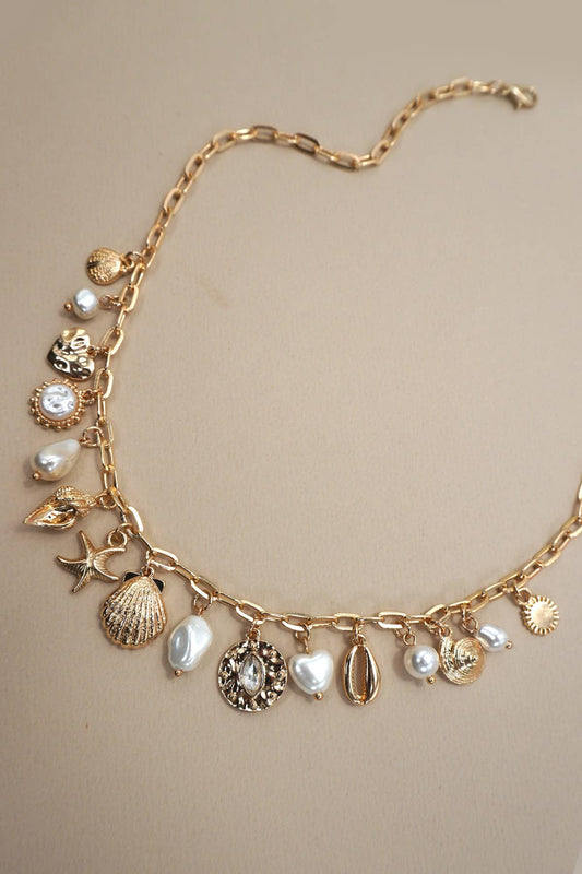 Charm Necklace-Sea Shells and Starfish