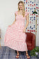 Stripe Floral Pattern Smocked Tiered Mini Dress