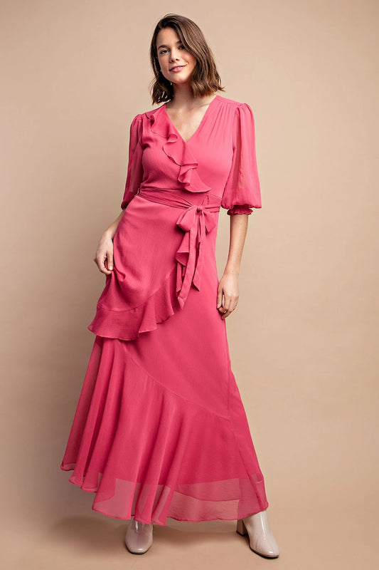Swayed Elegance Waist Tie Dress