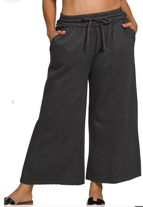 Curvy Acid Wash Pants Black