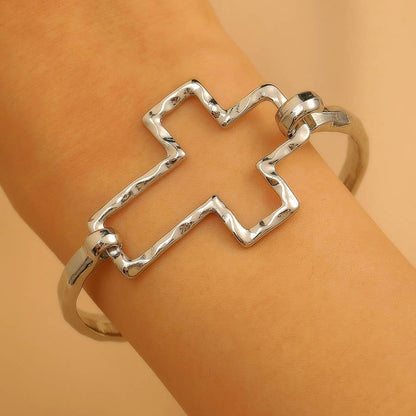 Hammered Open Cross Bangle