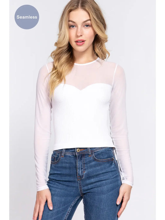 Long Mesh Sleeve Top
