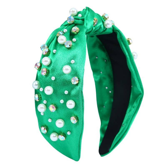 CHRISTMAS RHINESTONE PEARL BEAD HAIR BAND HEADBAND