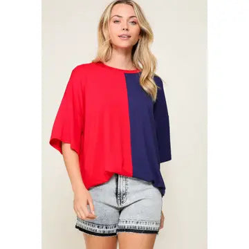 Game Day Split Color Oversize Tee