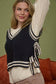 CONTRAST LINE TRIM SIDE TIE KNIT SWEATER VEST
