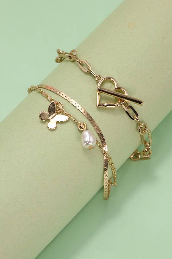 Multi-Layer Butterfly Heart Bracelet