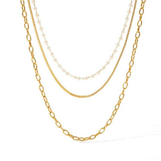 18K STAINLESS STEEL TARNISH FREE LAYERED NECKLACE