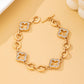 Pave Crystal Clover Link Bracelet With Toggle Clasp