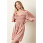 Petal Satin Smocked Mini Dress