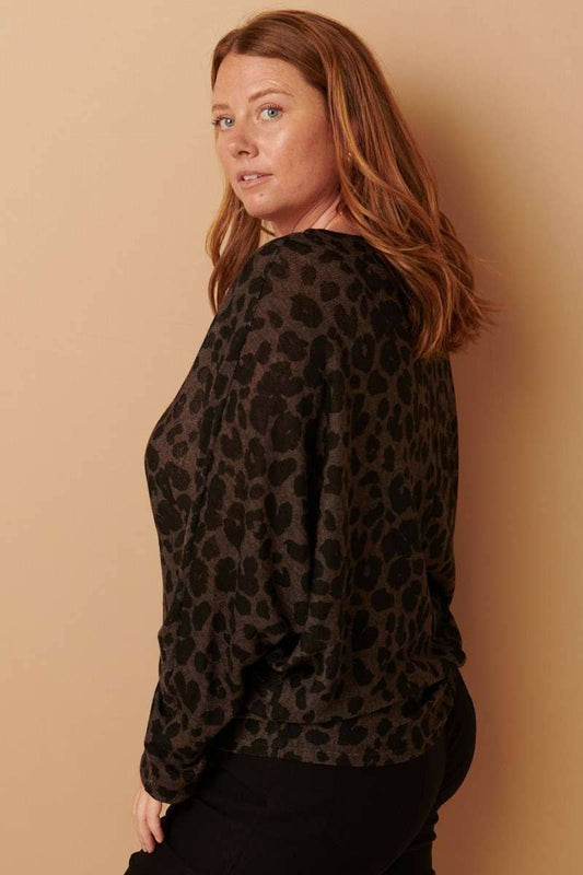 PLUS ANIMAL PRINT BOATNECK