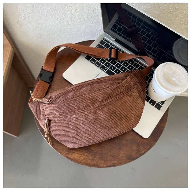 CORDUROY CROSSBODY SLING FANNY PACK BELT BUM BAG
