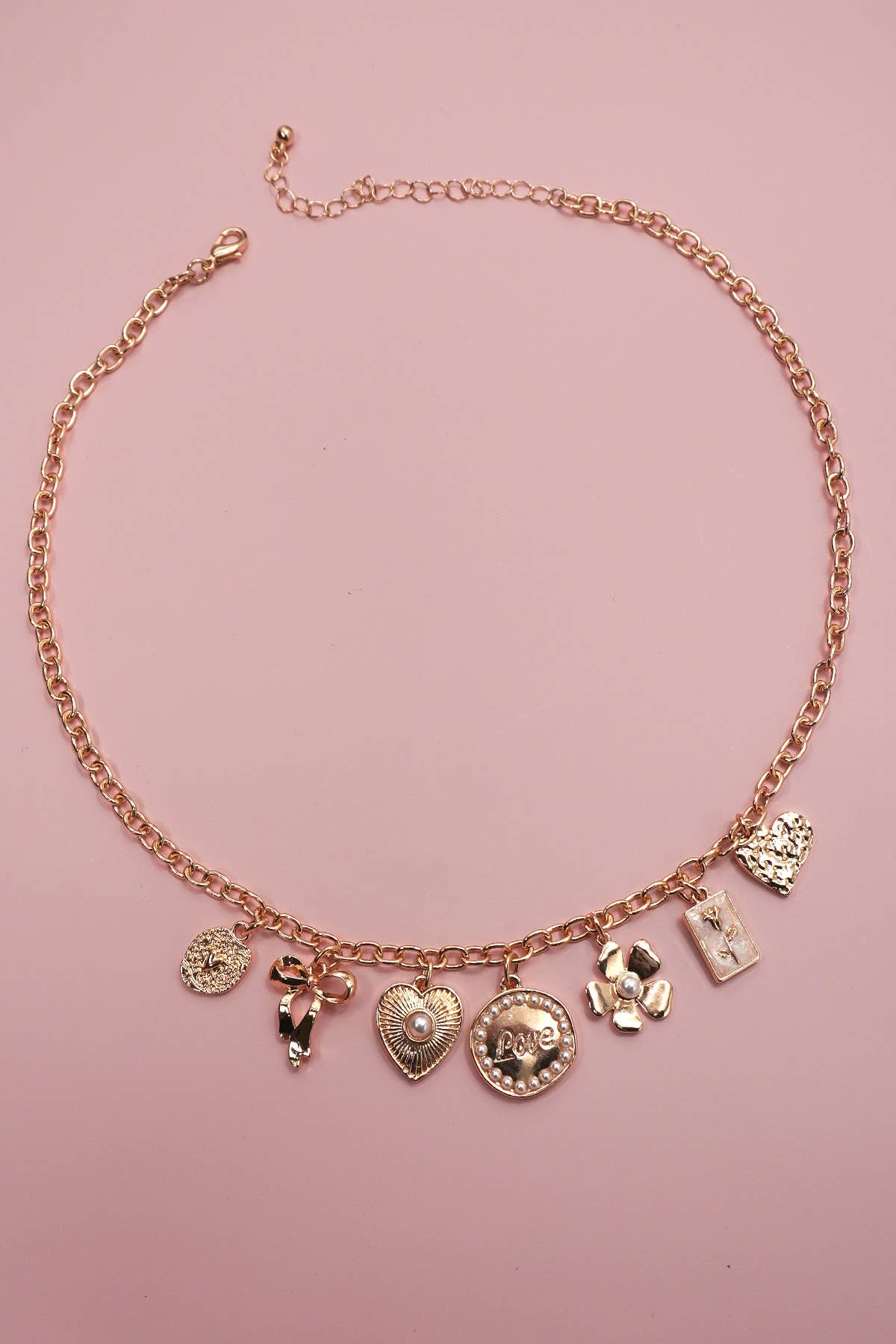Bow Love Flower Heart Necklace