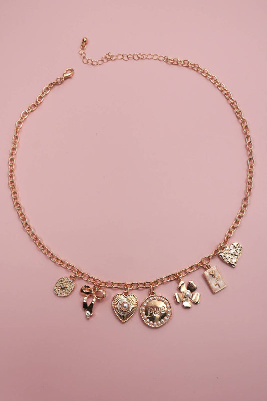 Bow Love Flower Heart Necklace