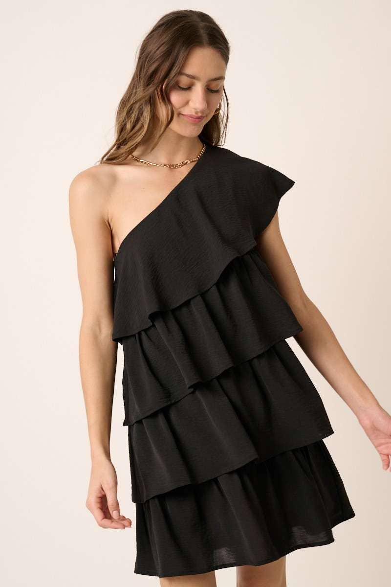 One Shoulder Tier Detail Dress