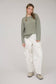 OLIVE RIBBED LONG SLEEVE KNIT TOP