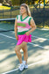 Hot Pink Pleated Skort With Pocket