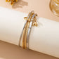 Gold Silver Heart Linked Multi Bangle Set Bracelet