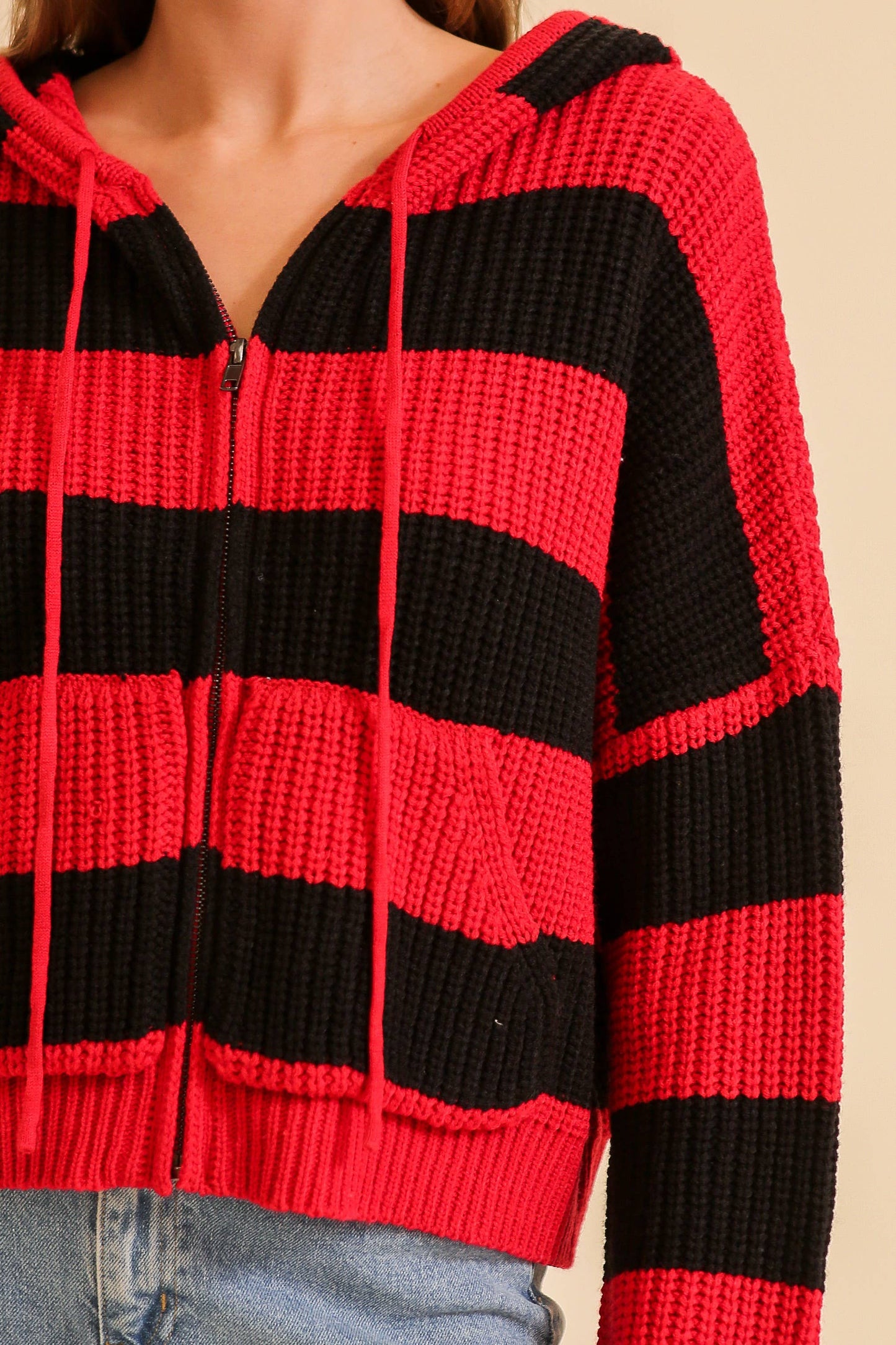 Zip Up Cable Knit Hoodie