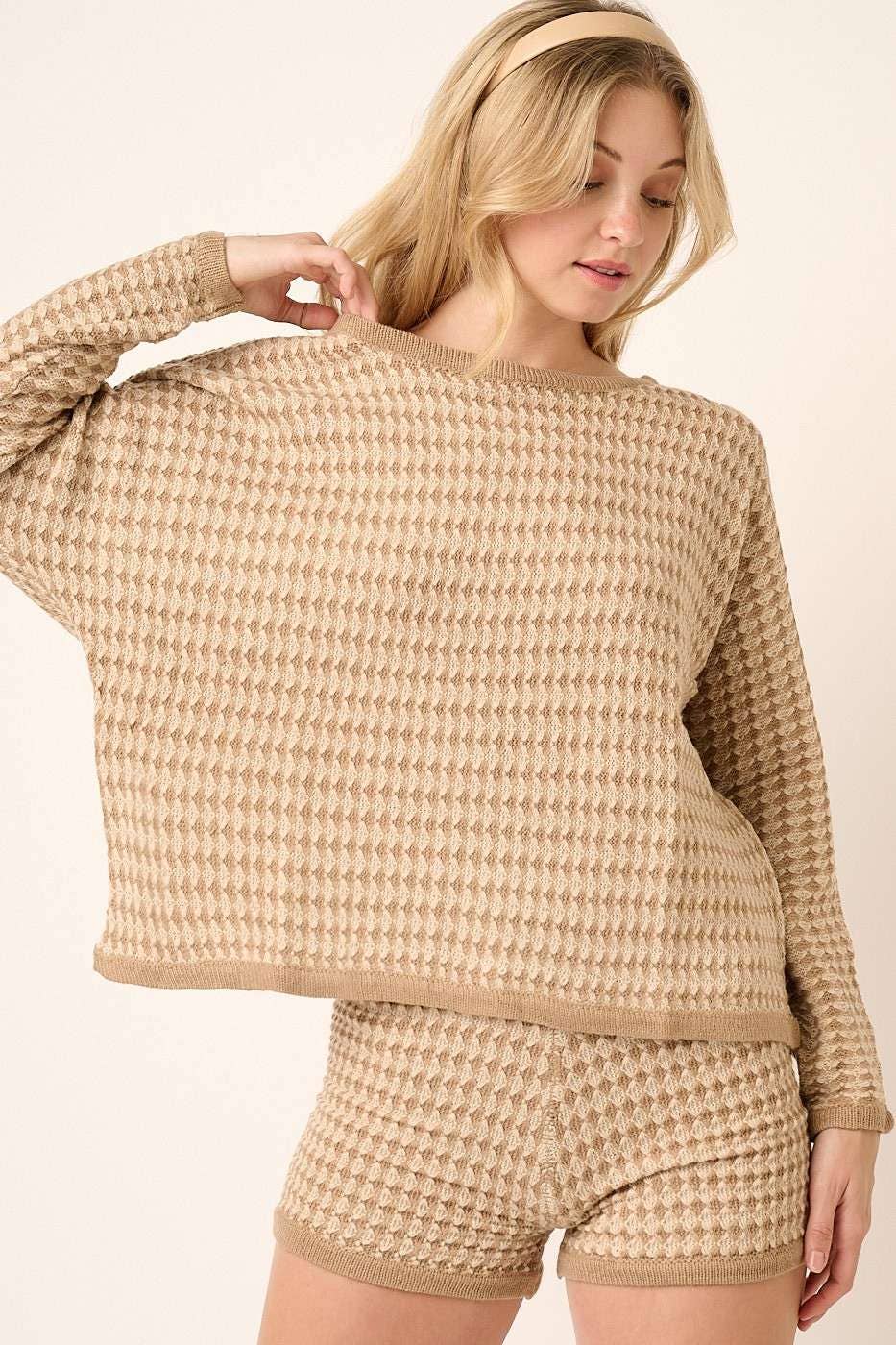 Argyle Pattern Dolman Sweater Top